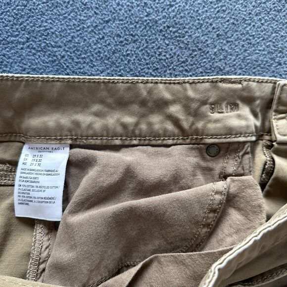 American Eagle AE Mens Khaki Slim Straight Jeans 29x32 Measure 30x30 Flex Pants - Picture 4 of 9